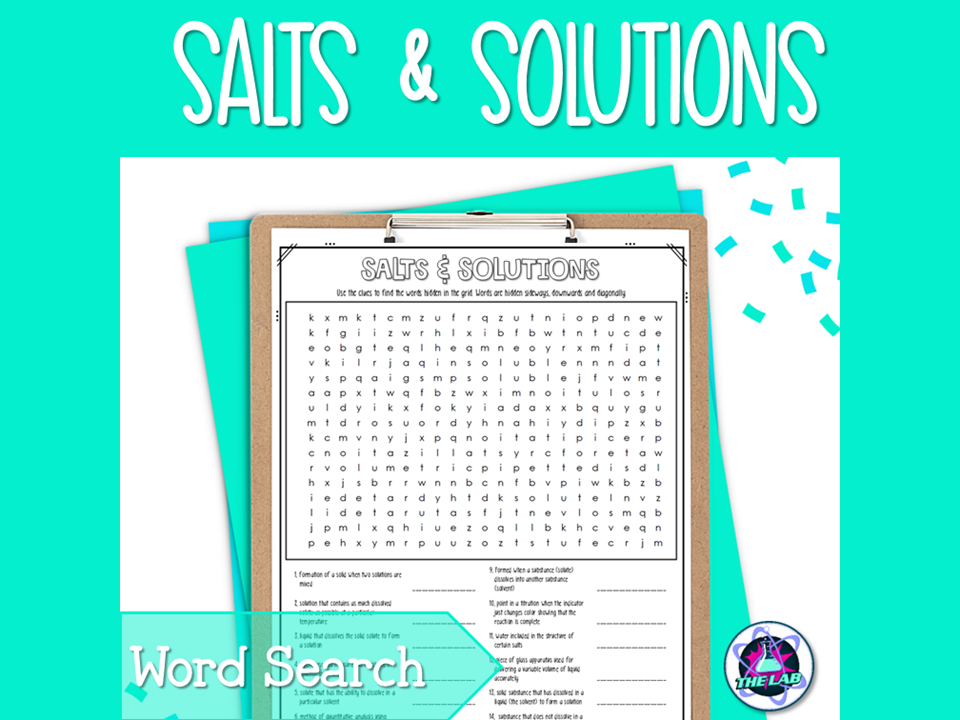 Salts and Solutions Word Search
