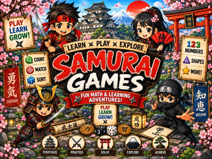 Samurai Math Games & Centers | Numbers 1–20, Counting & Number Sense | Preschool–1st Grade