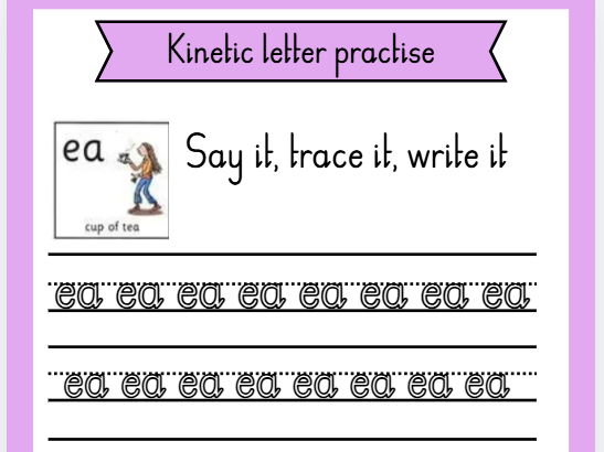 Kinetic Letter RWI handwriting practise (set 3)