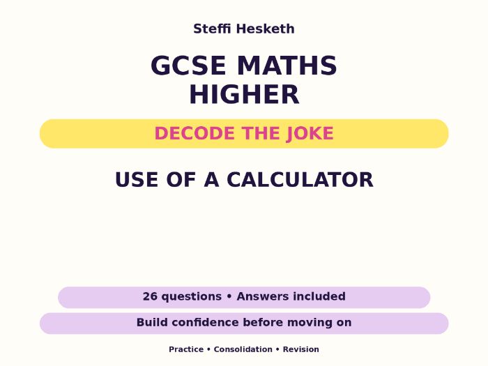 Use of a Calculator | GCSE Decode the Joke + Answers