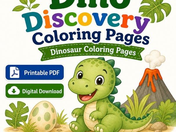 Dino Discovery Coloring Pages | Dinosaur Coloring Pages | Printable PDF | Digital Download