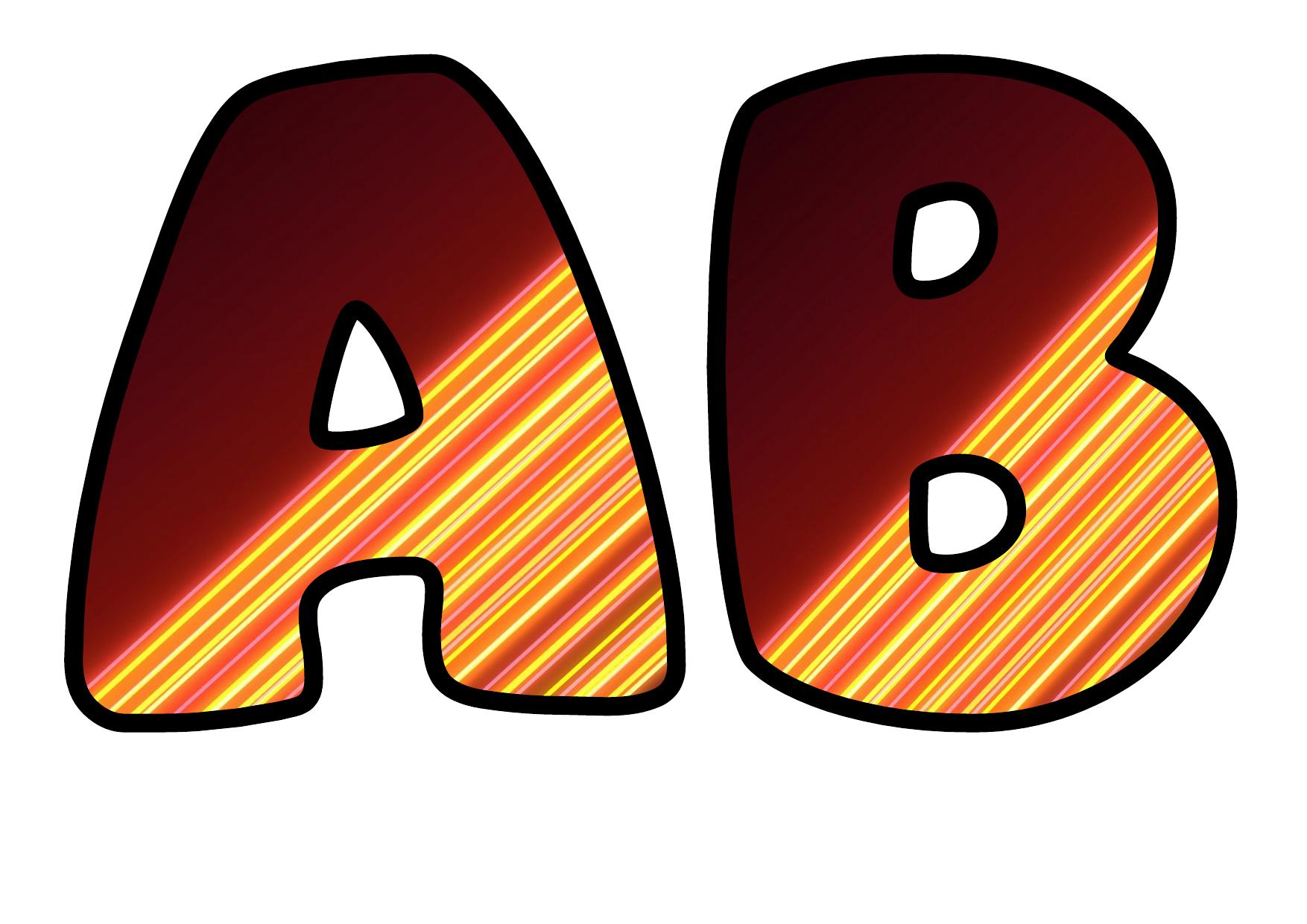 Neon Streak Fire Bubble Letters | Display Lettering | Printable A-Z and ...