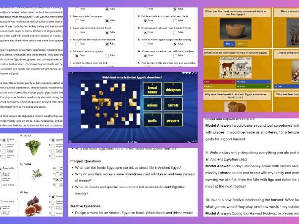 KS2 Ancient Egypt - Food and Drink Activity and Worksheet Pack