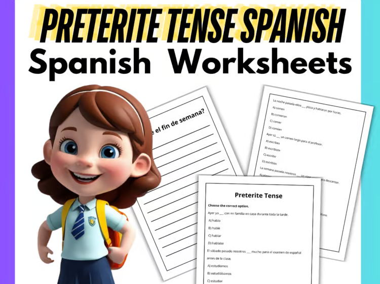 Spanish Preterite Regular Verbs Practice -AR -ER -IR Worksheets & Activities