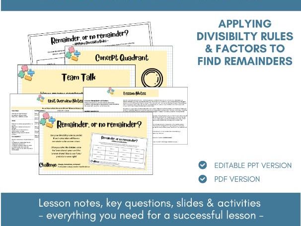 Division & Factors | Exploring Remainders | Lesson Notes, Slides & Activities