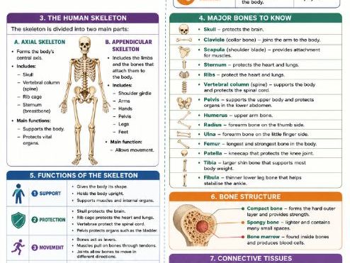 KS3 Skeletal and Muscular System | 5-Page Visual Revision Notes