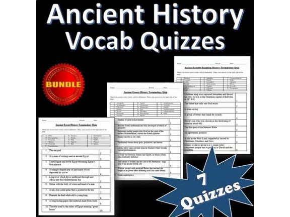 Ancient History Vocabulary Quiz Bundle - Editable Worksheets