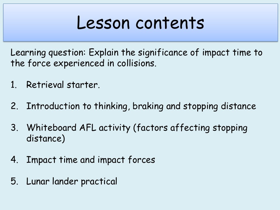 AQA (A-Level) 8.4-8.5 : On the road and vehicle safety