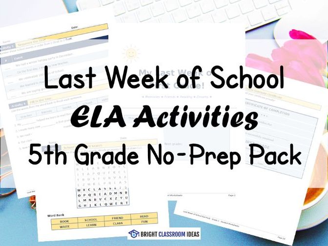 Last Week of School ELA Activities | 5th Grade No-Prep Pack