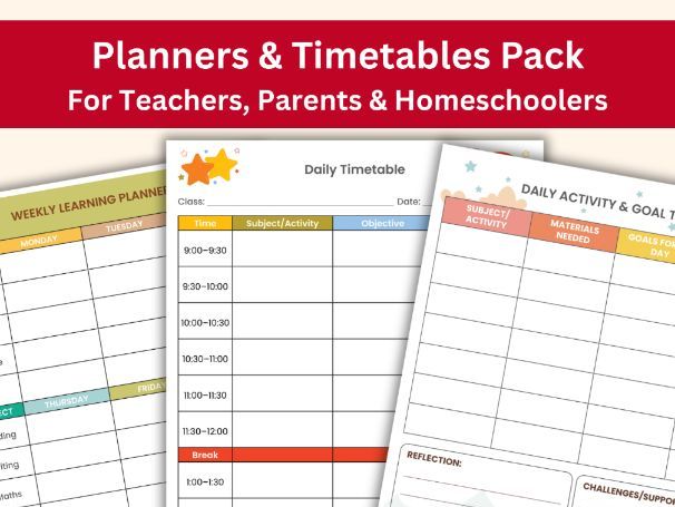 Teacher & Parent Planner Pack | 18 Printable Planners, Timetables & Trackers