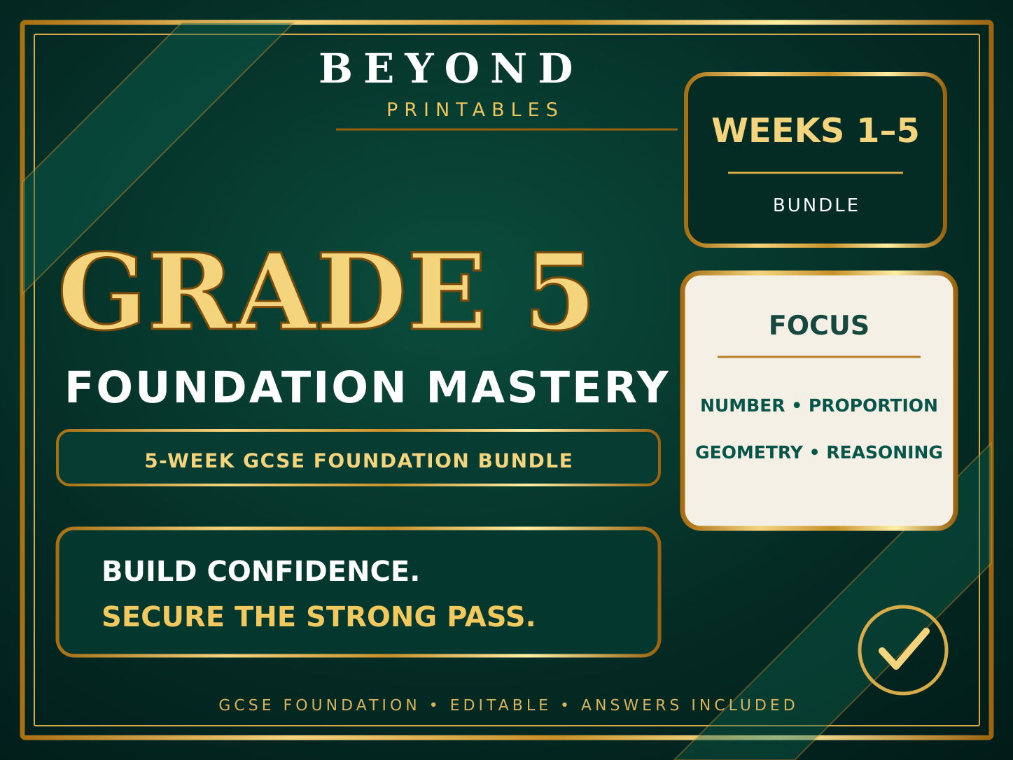 Grade 5 GCSE Foundation Mastery Bundle | Weeks 1–5 | 50 Questions + Answers