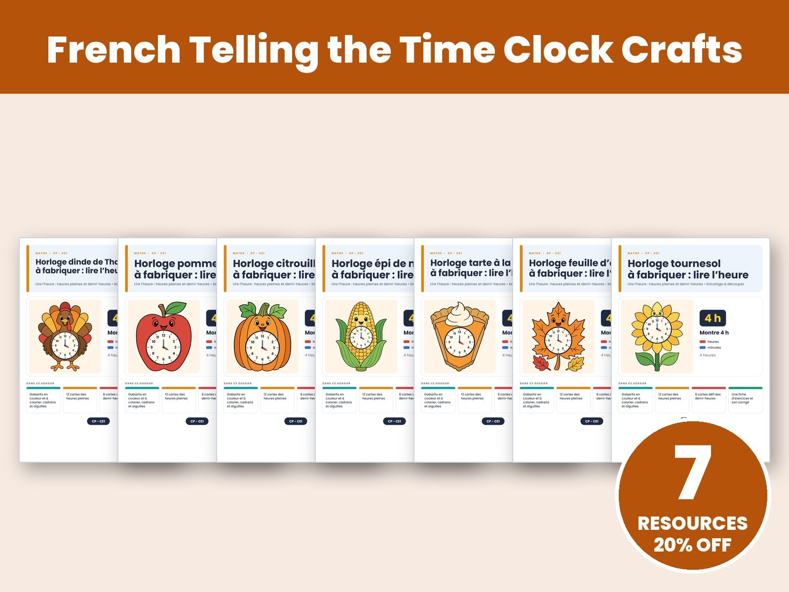 French Telling the Time Clock Crafts