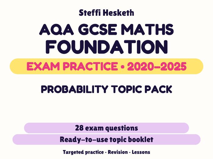 AQA GCSE Maths Foundation: Probability topic pack Exam Questions | 2020-2025