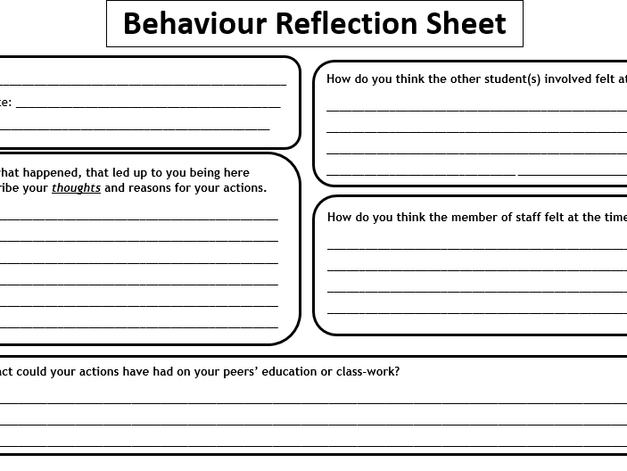 Behaviour Reflection Sheet