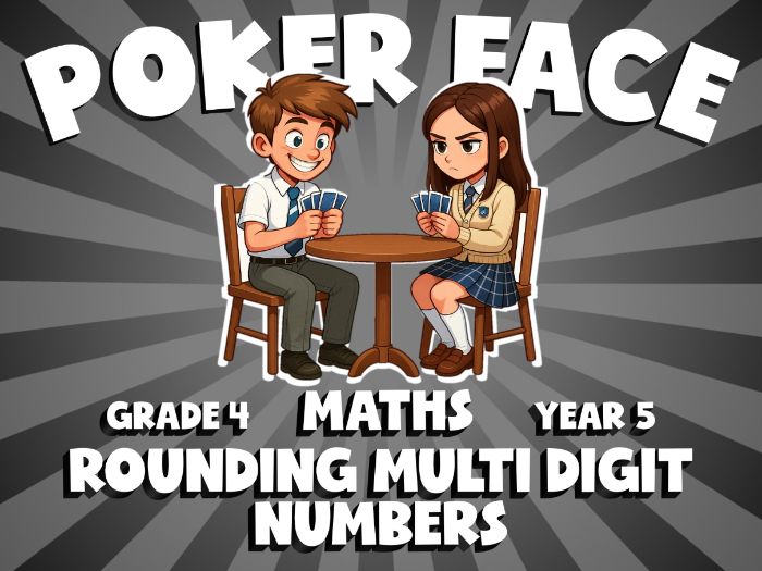 Rounding Multi Digit Numbers POKER FACE Maths Game | No-Prep Year 5 Review Activity