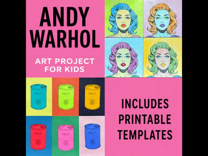 Andy Warhol Pop Art Project for Kids, Printable Templates, No-Prep Art Activity