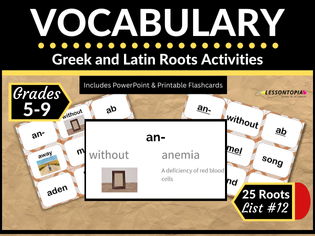 Greek and Latin Roots Vocabulary Activities | List #12 | Prefixes, Suffixes, Word Parts