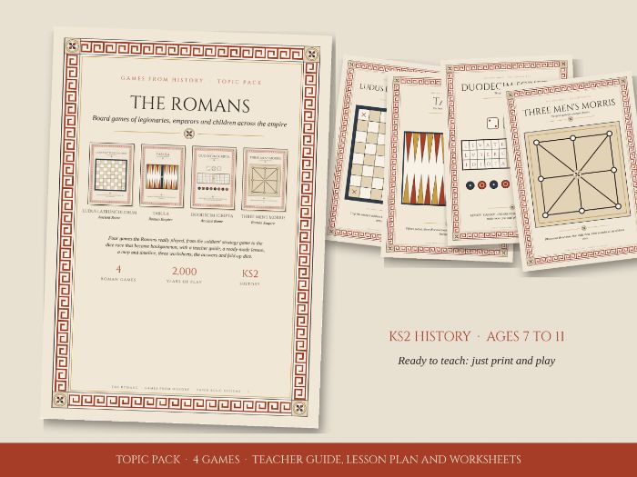 Romans KS2 Topic Pack: Lesson Plan, Worksheets and 4 Roman Board Games (Roman Britain)