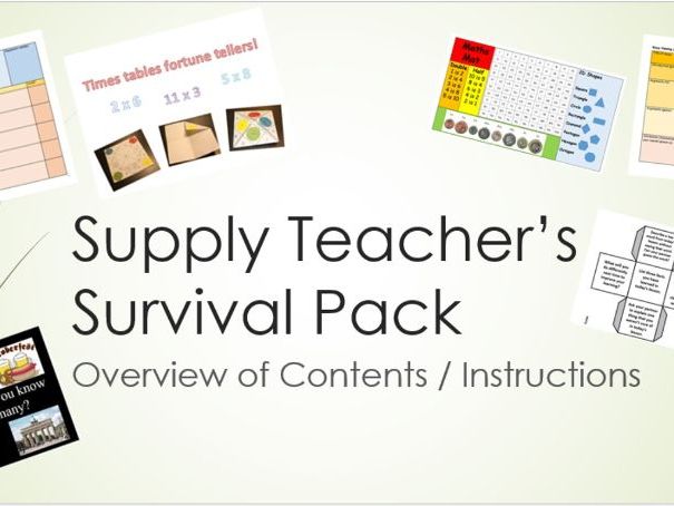 'Supply Teacher's Survival Kit'  BUMPER BUNDLE OF RESOURCES