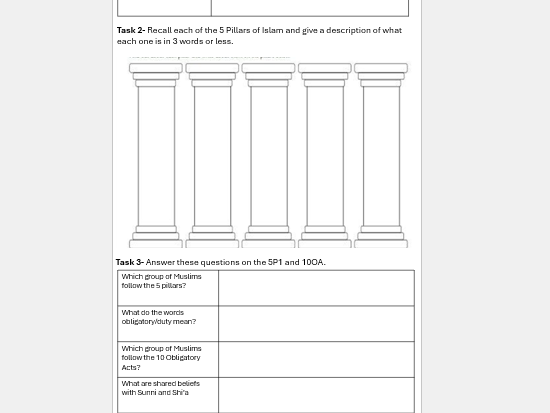 Islam Practices Homework Booklet AQA