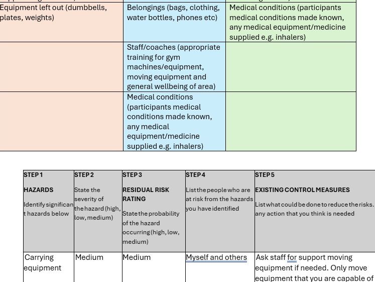 Risk Assessment Hazard Examples
