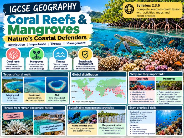 IGCSE Geography - Unit 2 - Changing Coastal Environments - Lesson 8 Coral Reefs and Mangroves