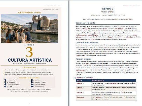 AQA A-Level Spanish Paper 1: Artistic Culture - Librito 3 incl ANSWERS