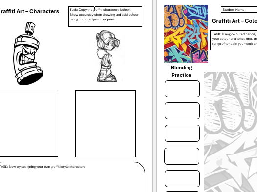 Art and Design - Graffiti Art worksheets