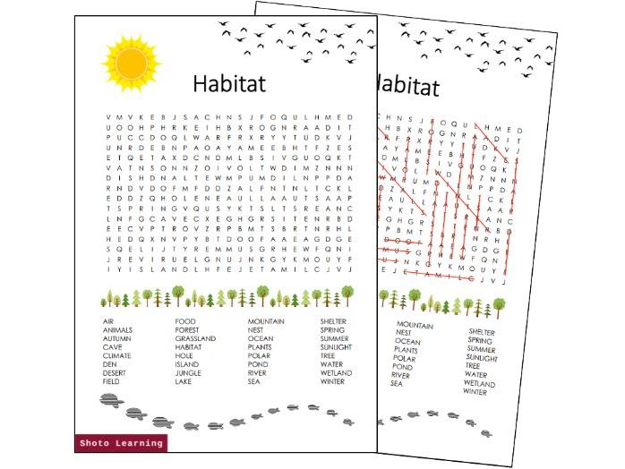 Habitat Science Activity - Word Search Habitats Puzzle Game Vocabulary