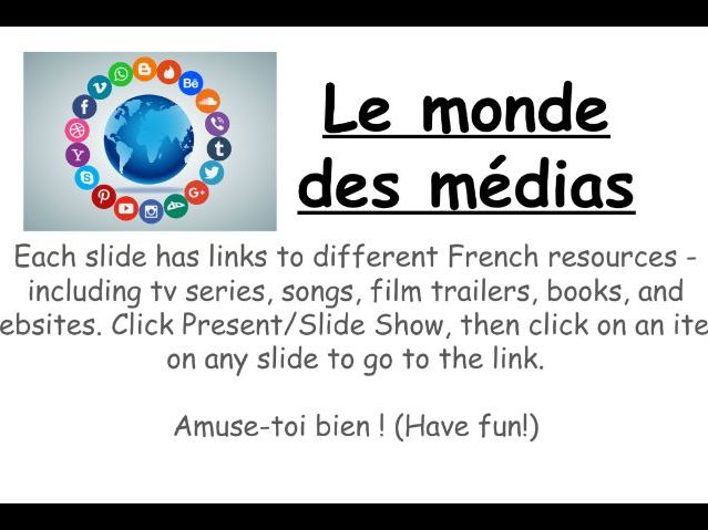 Le monde des médias - virtual French resource