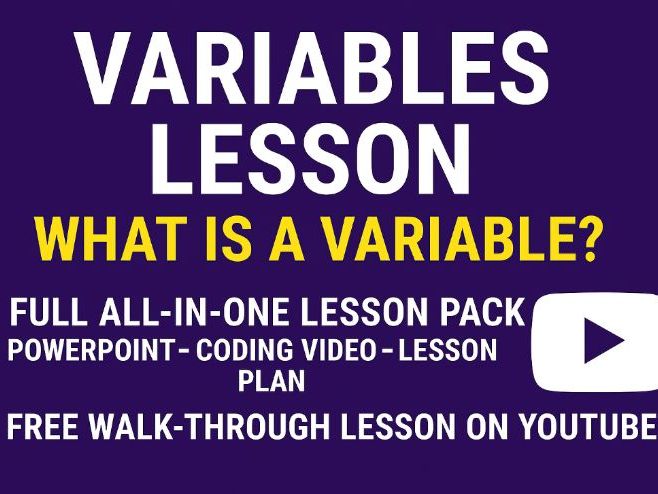 Python Lesson 3 Variables - Full All-in-One lesson With Lesson Plan, Video file and PowerPoint