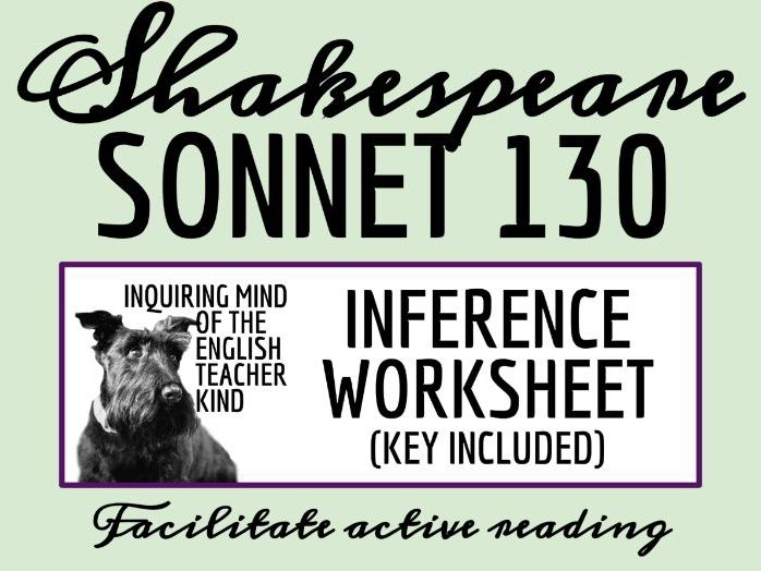 Shakespeare's Sonnet 130 Close Reading Worksheet and Answer Key | Poetry Analysis