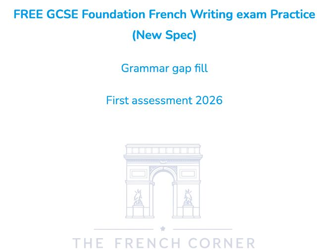 FREE GCSE Foundation French Writing Practice (New 2026 AQA Spec)  Sample Grammar & Mini-Tests