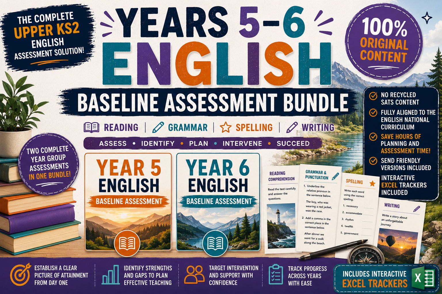 Year 5–6 English Baseline Assessment Bundle | Complete Upper KS2 Assessment Toolkit | Reading, Grammar, Spelling & Writing