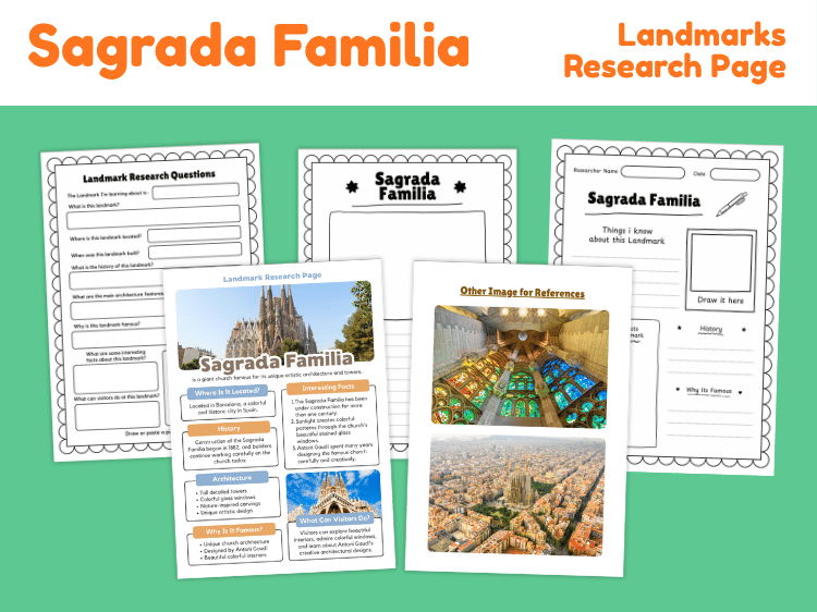 Sagrada Familia Landmark Research Project | Barcelona Architecture Worksheets