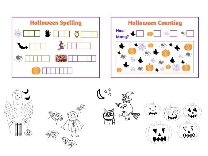 Halloween Themed Counting and Spelling