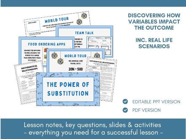 Introduction to Algebra | Substitution | Lesson Notes, Slides & Activities