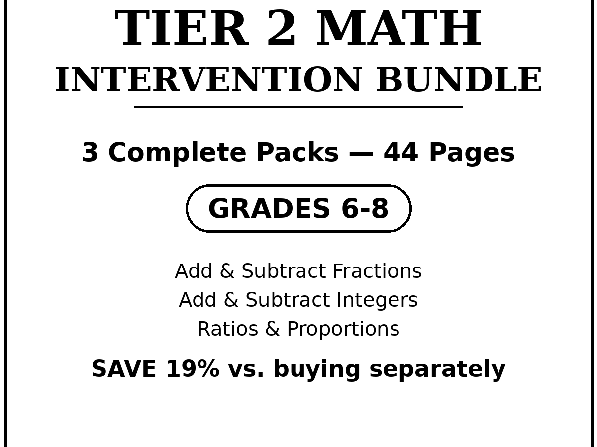 Tier 2 Math Intervention Bundle, Grades 6-8 | 3 Packs RTI MTSS