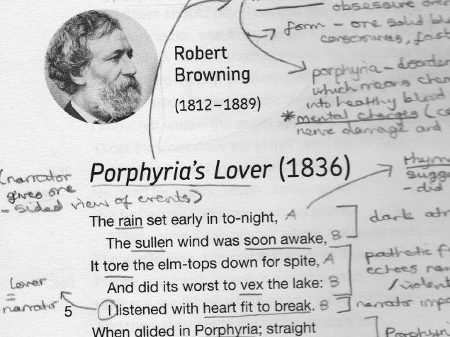 A-Level Literature Poetry Porphyria's Lover Annotated