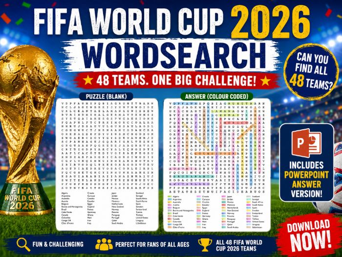 FIFA WORLD CUP 2026 WORDSEARCH
