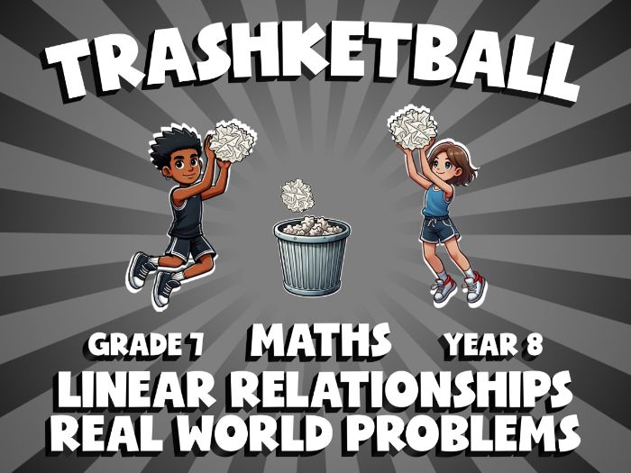 Linear Relationships Real World Problems TRASHKETBALL Maths Game | No-Prep Year 8 Review Activity