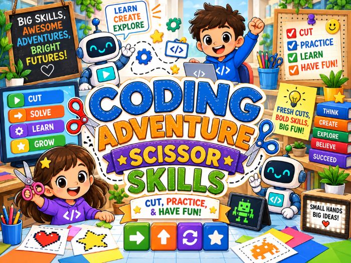 Coding Scissor Skills Worksheets | Cutting Practice & Fine Motor Activities | Preschool–1st Grade