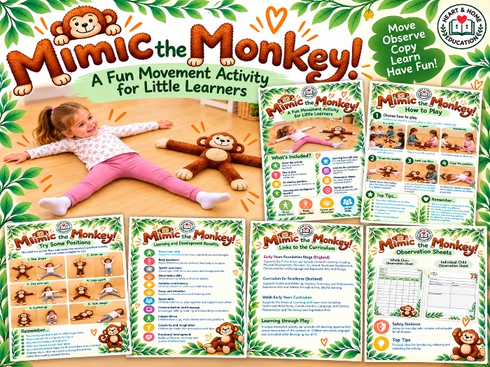 Mimic the Monkey Movement & Learning Activity Early Years