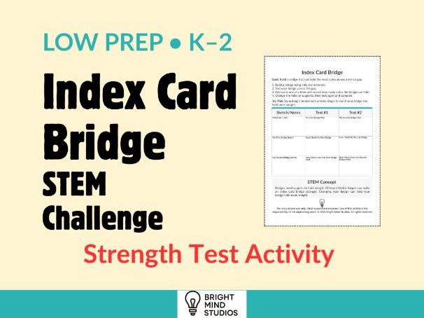 Primary Index Card Bridge Strength Test STEM Challenge