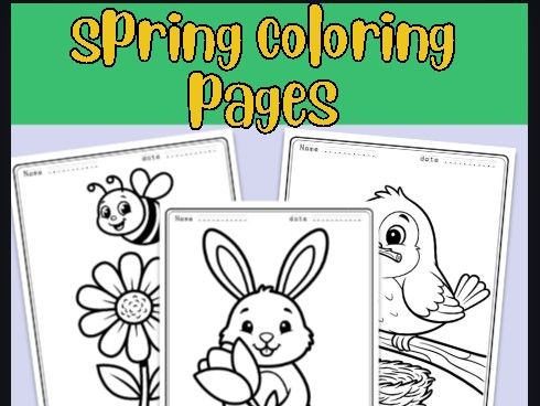 Spring Coloring Pages for Kids Bold & Easy Spring Animal & Flower Coloring Sheet