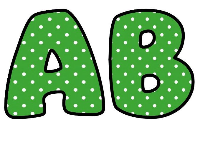 Green Polkadot Bubble Letters | Polka Dot Bulletin Board Letters | Printable Alphabet A-Z and 0-9
