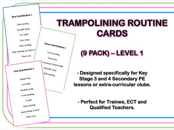 Trampolining Routine Cards (Pack of 9)