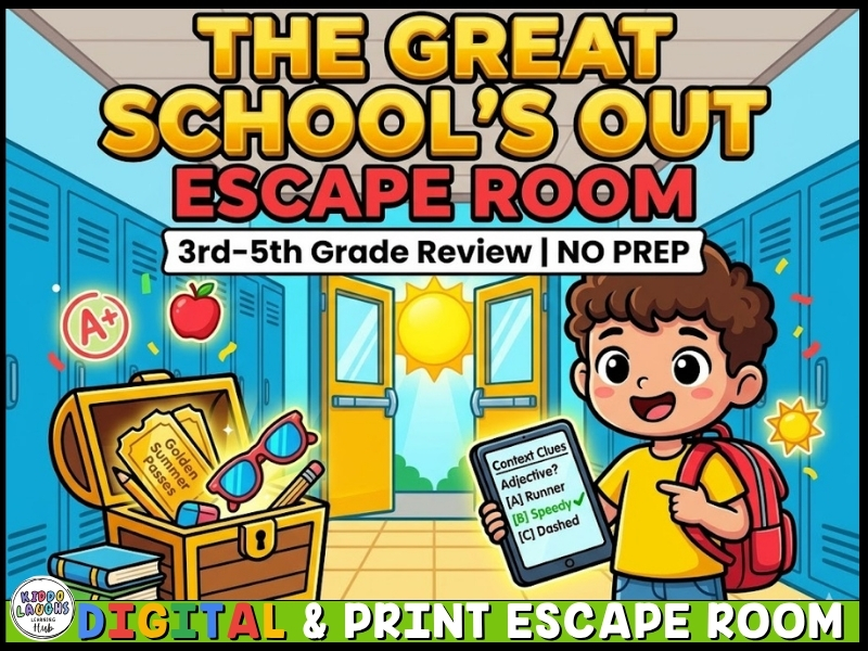 End of Year Escape Room KS2 Maths & English Summer Review Activity | No Prep End of Term Fun Puzzles
