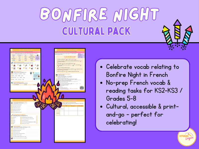 Bonfire Night | French Reading & Cultural Exploration Pack (La nuit des feux de joie) | PDF
