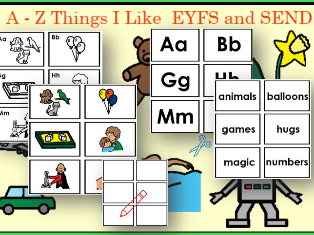 Things I Like A-Z Symbol Cards EYFS/SEND